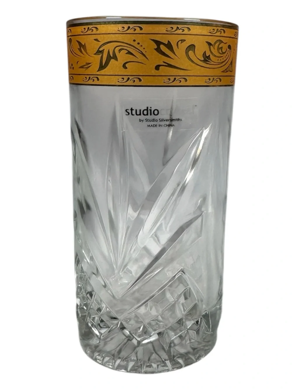 Crystal Decanter and Tumbler Set with Gold Band